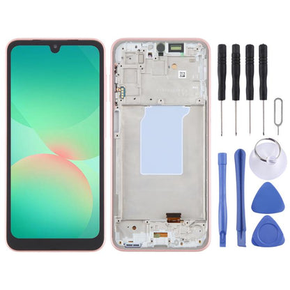 For Samsung Galaxy A26 SM-A266B 6.46 inch OLED LCD Screen Digitizer Full Assembly with Frame (Pink) - LCD Screen by buy2fix | Online Shopping UK | buy2fix