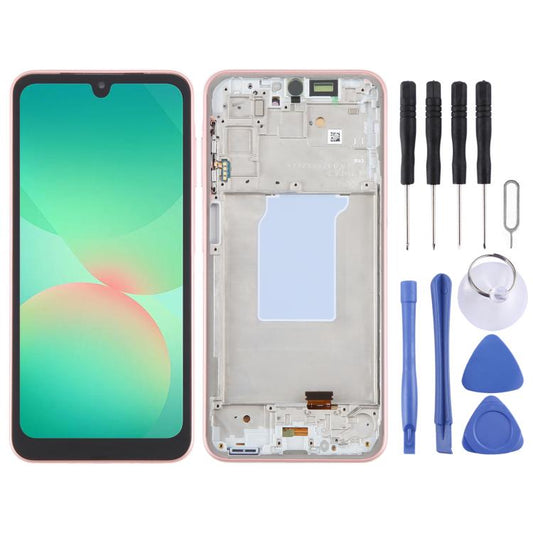 For Samsung Galaxy A26 SM-A266B 6.46 inch OLED LCD Screen Digitizer Full Assembly with Frame (Pink) - LCD Screen by buy2fix | Online Shopping UK | buy2fix
