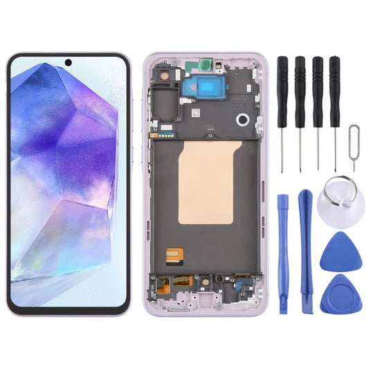 For Samsung Galaxy A55 SM-A556B OLED LCD Screen Digitizer Full Assembly with Frame (Pink) - LCD Screen by buy2fix | Online Shopping UK | buy2fix