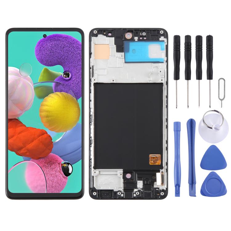For Samsung Galaxy A51 4G SM-A515F 6.43 inch OLED LCD Screen Digitizer Full Assembly with Frame (Black) - LCD Screen by buy2fix | Online Shopping UK | buy2fix