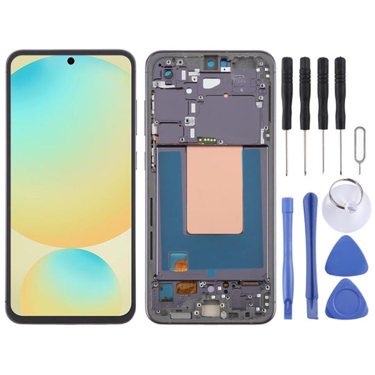 For Samsung Galaxy S24 FE SM-S721B OLED LCD Screen Digitizer Full Assembly with Frame (Black)