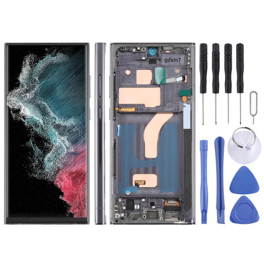 For Samsung Galaxy S22 Ultra SM-S908B 6.72 inch TFT LCD Screen Digitizer Full Assembly with Frame, Not Supporting Fingerprint Identification (Grey)