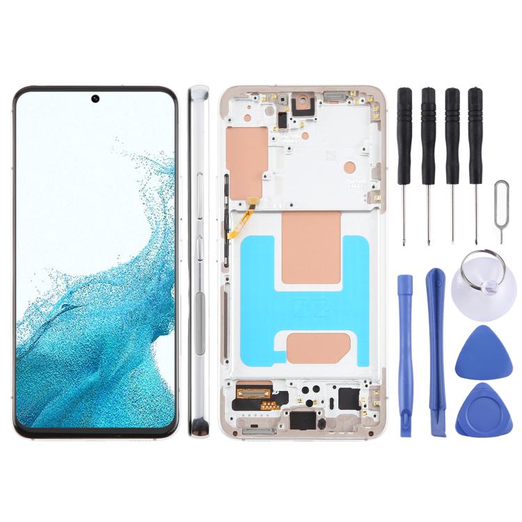 For Samsung Galaxy S22 SM-S901B 5.96 inch TFT LCD Screen Digitizer Full Assembly with Frame, Not Supporting Fingerprint Identification (Silver) -  by buy2fix | Online Shopping UK | buy2fix