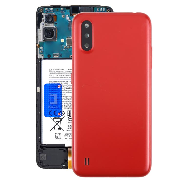 For Samsung Galaxy A01 SM-A015F Back Cover with Camera Lens Cover(Red) - Back Cover by buy2fix | Online Shopping UK | buy2fix