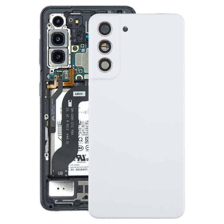 For Samsung Galaxy S21 FE SM-G990B Back Cover with Camera Lens Cover(White) - Back Cover by buy2fix | Online Shopping UK | buy2fix