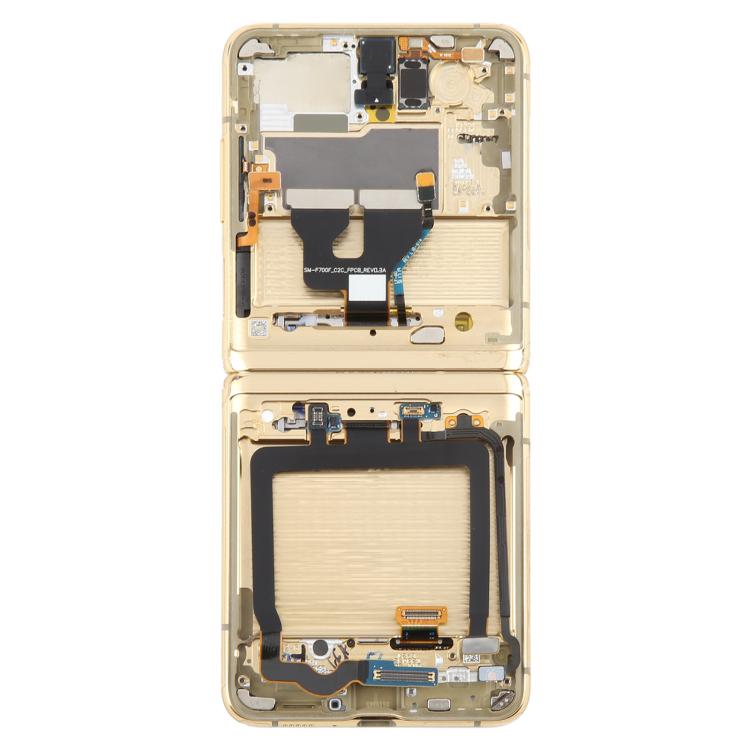 For Samsung Galaxy Z Flip SM-F700 LCD Screen Digitizer Full Assembly with Frame (Gold) - LCD Screen by buy2fix | Online Shopping UK | buy2fix