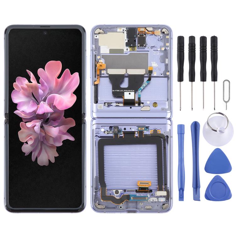 For Samsung Galaxy Z Flip SM-F700 LCD Screen Digitizer Full Assembly with Frame (Purple) - LCD Screen by buy2fix | Online Shopping UK | buy2fix