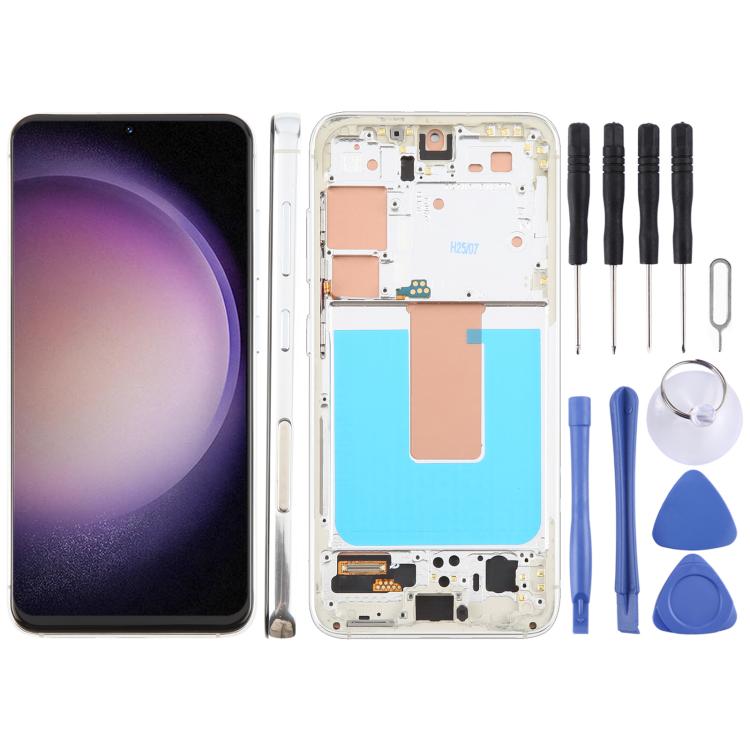 For Samsung Galaxy S23 SM-S911U US Version TFT LCD Screen Digitizer Full Assembly with Frame (Silver) - LCD Screen by buy2fix | Online Shopping UK | buy2fix