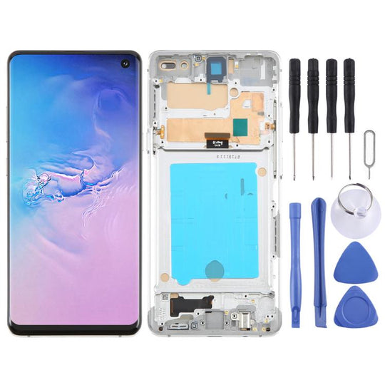 For Samsung Galaxy S10 5G SM-G977B TFT LCD Screen Digitizer Full Assembly with Frame, Not Supporting Fingerprint Identification (Silver)