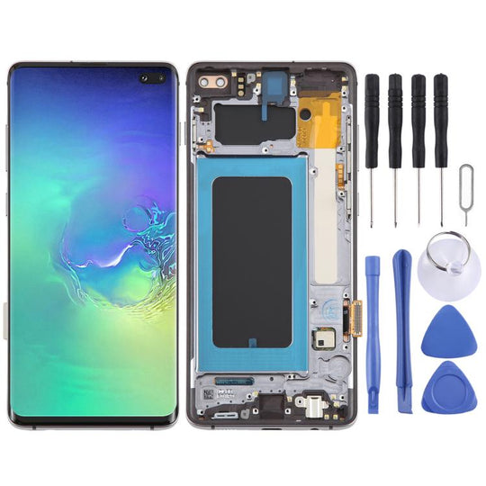 For Samsung Galaxy S10+ 4G SM-G975 OLED LCD Screen Digitizer Full Assembly with Frame (Grey)