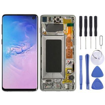 Original Super AMOLED LCD Screen for Galaxy S10 4G Digitizer Full Assembly with Frame (White) - LCD Screen by buy2fix | Online Shopping UK | buy2fix