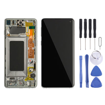 Original Super AMOLED LCD Screen for Galaxy S10 4G Digitizer Full Assembly with Frame (White) - LCD Screen by buy2fix | Online Shopping UK | buy2fix