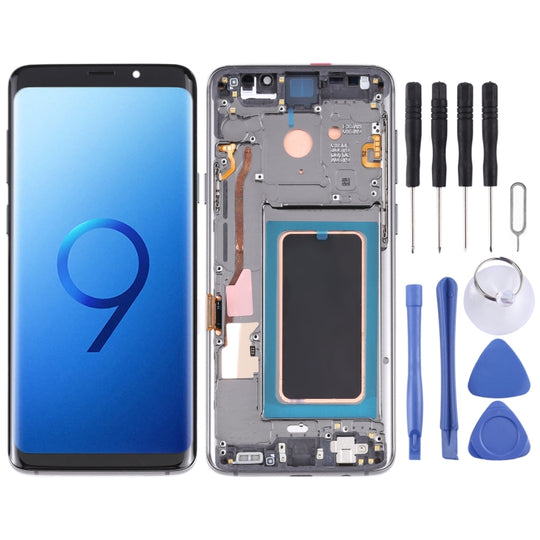 Original Super AMOLED LCD Screen for Galaxy S9 / G960F / DS / G960U / G960W / G9600 Digitizer Full Assembly with Frame (Grey)