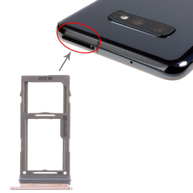 For Samsung Galaxy S10+ / S10 / S10e SIM Card Tray + Micro SD Card Tray (Rose Gold) - Card Tray by buy2fix | Online Shopping UK | buy2fix