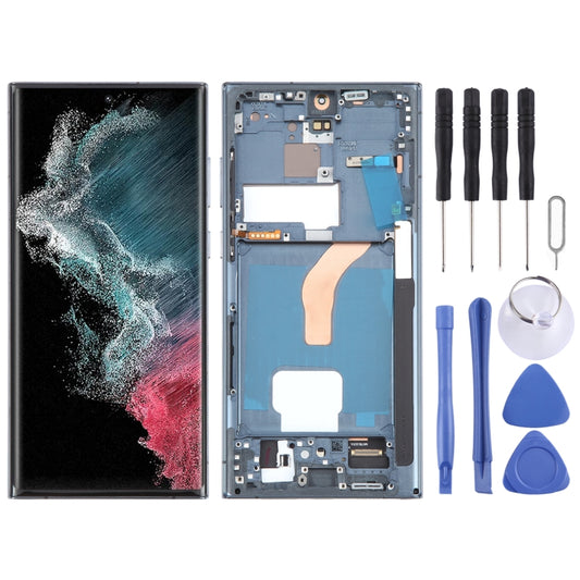 For Samsung Galaxy S22 Ultra 5G SM-S908U US Edition 6.78 inch OLED LCD Screen Digitizer Full Assembly with Frame (Green) -  by buy2fix | Online Shopping UK | buy2fix