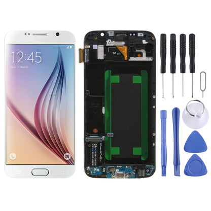 Original Super AMOLED LCD Screen For Samsung Galaxy S6 SM-G920F Digitizer Full Assembly with Frame (White) - LCD Screen by buy2fix | Online Shopping UK | buy2fix
