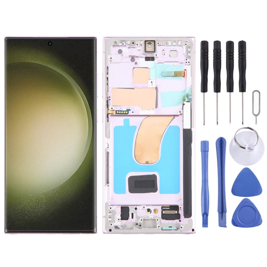 For Samsung Galaxy S23 Ultra 5G SM-S918B EU Edition 6.78 inch OLED LCD Screen Digitizer Full Assembly with Frame (Purple) -  by buy2fix | Online Shopping UK | buy2fix