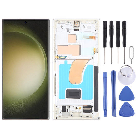 For Samsung Galaxy S23 Ultra 5G SM-S918B EU Edition 6.78 inch OLED LCD Screen Digitizer Full Assembly with Frame (Silver) -  by buy2fix | Online Shopping UK | buy2fix