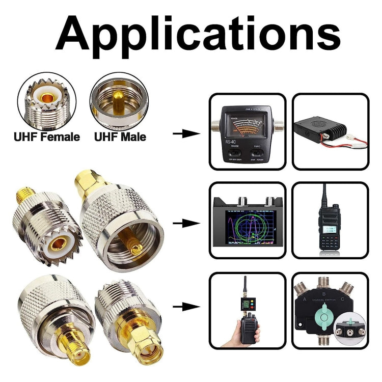 4 in 1 UHF To SMA RF Coaxial Connector Adapter - Cable & Adapter by buy2fix | Online Shopping UK | buy2fix