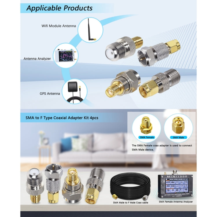 4 in 1 F To SMA RF Coaxial Connector Adapter - Cable & Adapter by buy2fix | Online Shopping UK | buy2fix