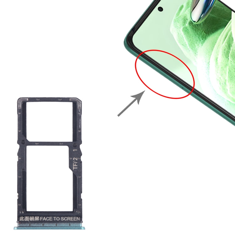 For Xiaomi Redmi Note 12 5G SIM Card Tray + SIM / Micro SD Card Tray (Green) by buy2fix