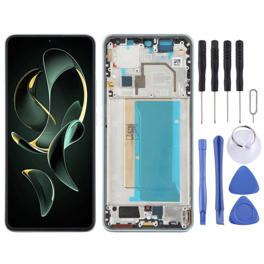For Xiaomi 13T Pro Original AMOLED Material LCD Screen Digitizer Full Assembly with Frame (Green)