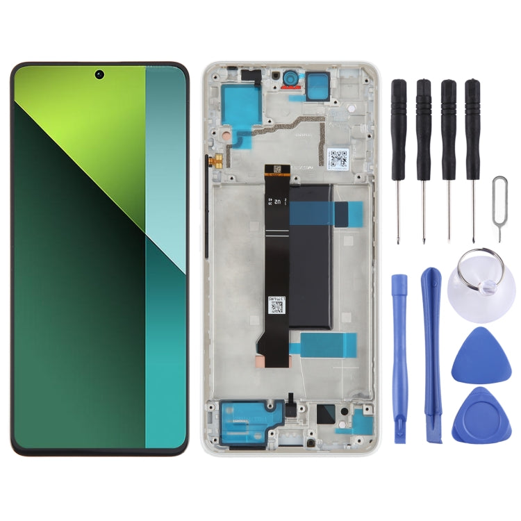 For Xiaomi Redmi Note 13 Pro 5G Original AMOLED Material LCD Screen Digitizer Full Assembly with Frame (White) by buy2fix