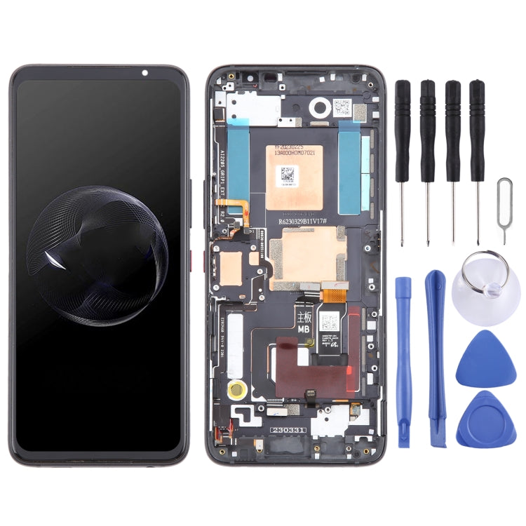 For Asus ROG Phone 7 / 7 Ultimate AMOLED Original LCD Screen Digitizer Full Assembly with Frame(Black) by buy2fix