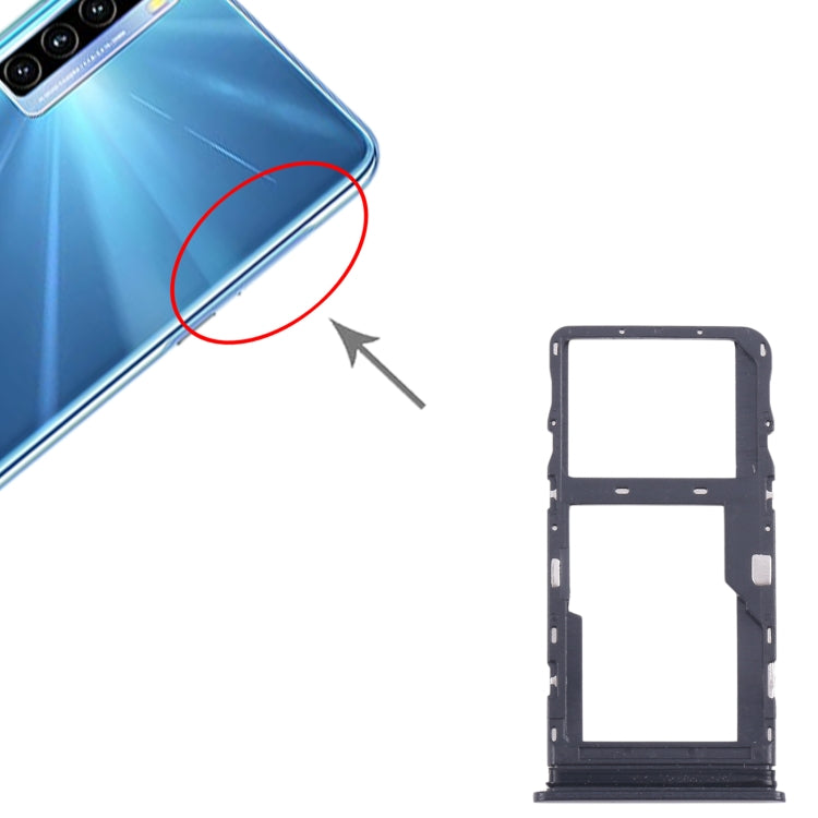 For TCL 20L / 20 Lite Original SIM Card Tray + Micro SD Card Tray (Black) by buy2fix