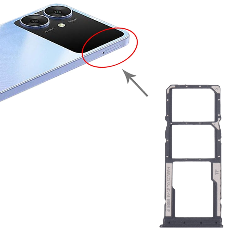 For Xiaomi Poco M6 Original SIM Card Tray + SIM Card Tray + Micro SD Card Tray (Black) - Card Tray by buy2fix | Online Shopping UK | buy2fix