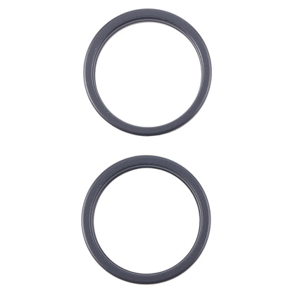 For iPhone 16 2pcs/set Rear Camera Glass Lens Metal Outside Protector Hoop Ring (Black) - Camera Series by buy2fix | Online Shopping UK | buy2fix