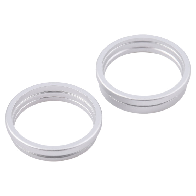 For iPhone 16 2pcs/set Rear Camera Glass Lens Metal Outside Protector Hoop Ring (Silver) by buy2fix