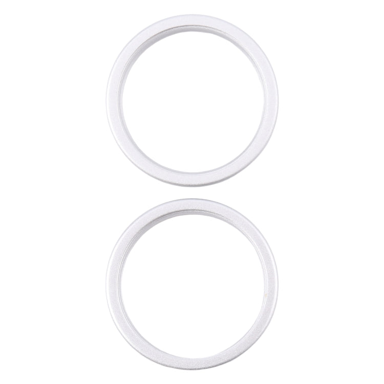 For iPhone 16 Plus 2pcs/set Rear Camera Glass Lens Metal Outside Protector Hoop Ring (Silver) by buy2fix
