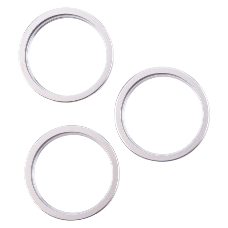 For iPhone 16 Pro 3pcs/set Rear Camera Glass Lens Metal Outside Protector Hoop Ring (Silver) by buy2fix