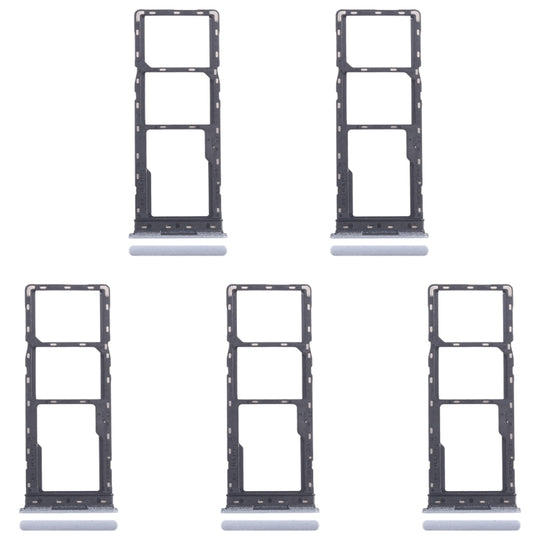 For Infinix Smart 8 X6525 5pcs SIM Card Tray + SIM Card Tray + Micro SD Card Tray (Silver)