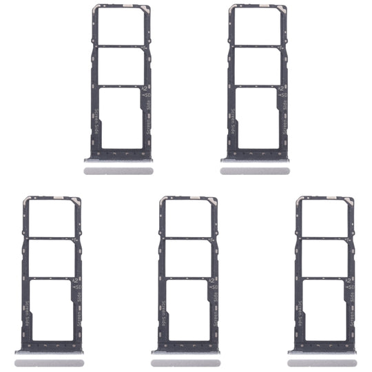 For Infinix Smart 8 Plus X6526 5pcs SIM Card Tray + SIM Card Tray + Micro SD Card Tray (Silver)