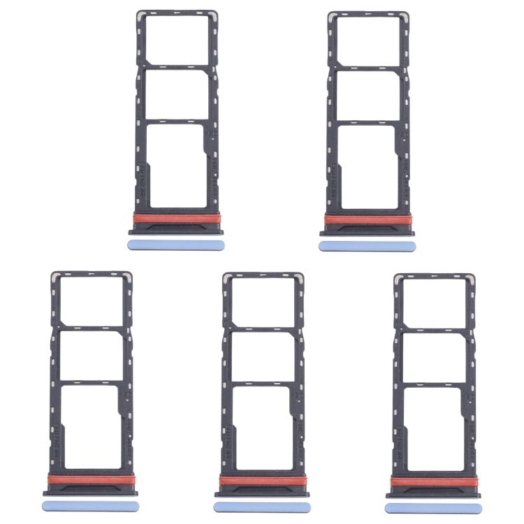 For Infinix Hot 40i X6528B 5pcs SIM Card Tray + SIM Card Tray + Micro SD Card Tray (Blue) - Card Tray by buy2fix | Online Shopping UK | buy2fix