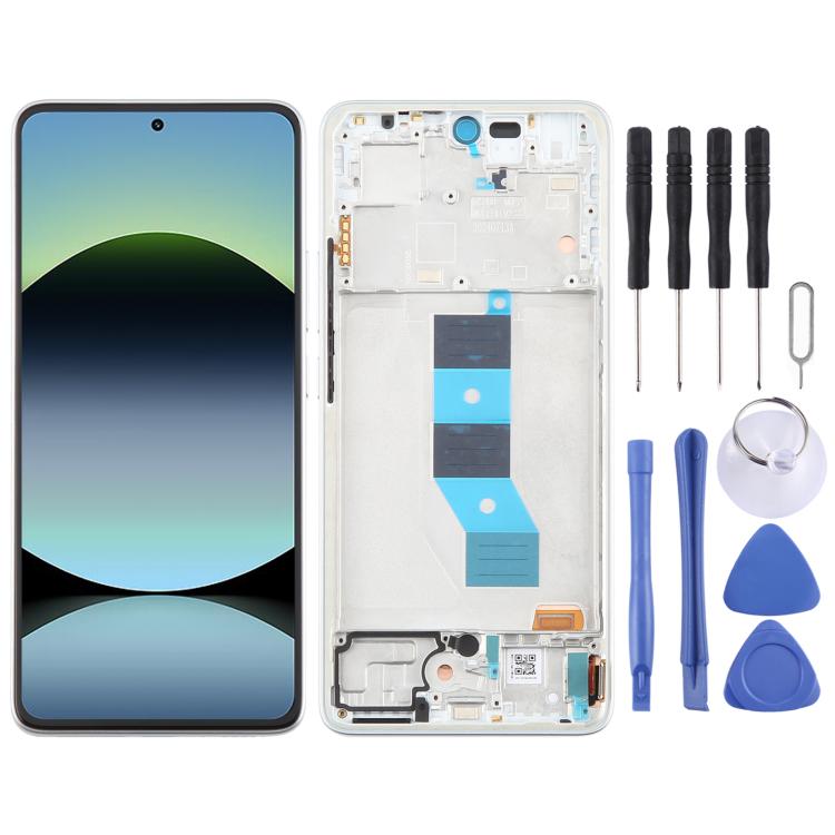 For Xiaomi Redmi Note 14 5G India AMOLED Original LCD Screen Digitizer Full Assembly with Frame (Silver) - LCD Screen by buy2fix | Online Shopping UK | buy2fix