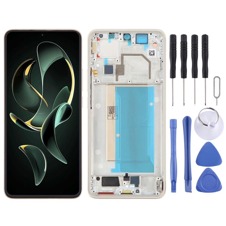 For Xiaomi 13T Original AMOLED Material LCD Screen Digitizer Full Assembly with Frame (Gold) by buy2fix