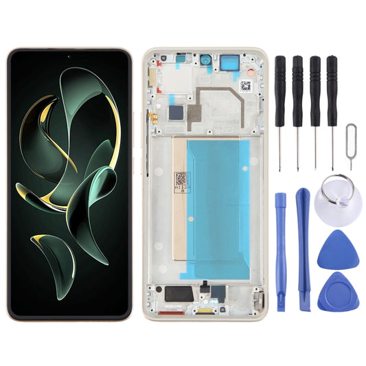 For Xiaomi 13T Original AMOLED Material LCD Screen Digitizer Full Assembly with Frame (Gold) by buy2fix