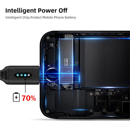 8 Pin Interface Zinc Alloy Marquee Luminous Intelligent Automatic Power off Charging Data Cable(black) by buy2fix