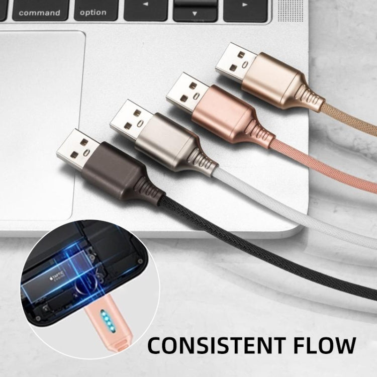 8 Pin Interface Zinc Alloy Marquee Luminous Intelligent Automatic Power off Charging Data Cable(black) by buy2fix