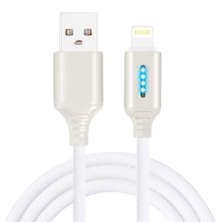 8 Pin Interface Zinc Alloy Marquee Luminous Intelligent Automatic Power off Charging Data Cable(white) by buy2fix