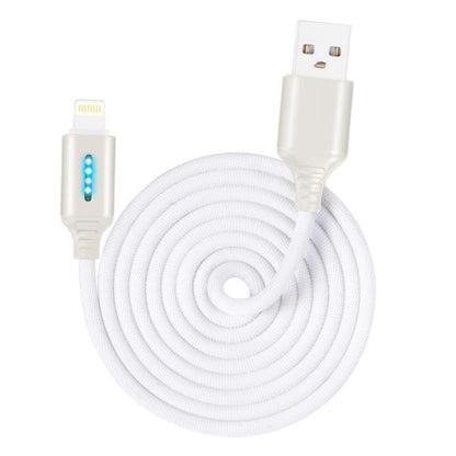 8 Pin Interface Zinc Alloy Marquee Luminous Intelligent Automatic Power off Charging Data Cable(white) by buy2fix