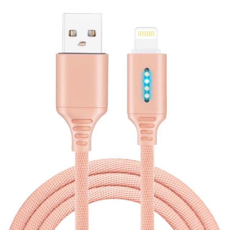 8 Pin Interface Zinc Alloy Marquee Luminous Intelligent Automatic Power off Charging Data Cable(rose gold) by buy2fix