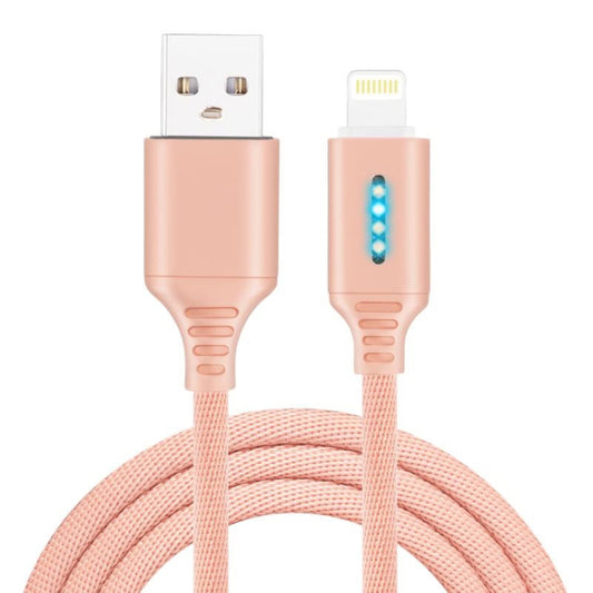 8 Pin Interface Zinc Alloy Marquee Luminous Intelligent Automatic Power off Charging Data Cable(rose gold) by buy2fix