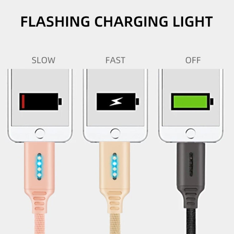 8 Pin Interface Zinc Alloy Marquee Luminous Intelligent Automatic Power off Charging Data Cable(rose gold) by buy2fix