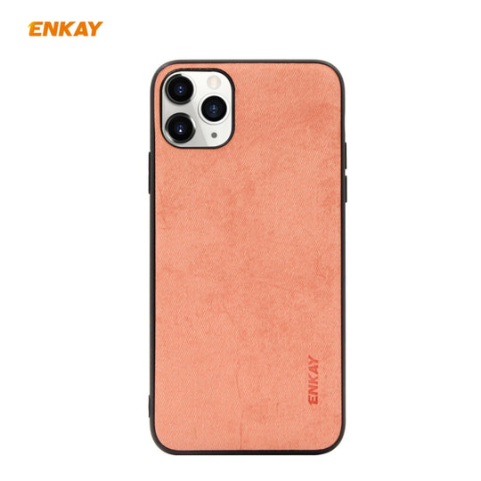 For iPhone 11 Pro Max ENKAY ENK-PC030 Business Series Fabric Texture PU Leather + TPU Soft Slim Case Cover(Orange)