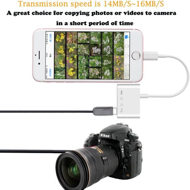 ZS-S1827 4 in 1 SD Card + TF Card + 8 Pin Charge + USB Interface to 8 Pin Interface Camera Reader Adapter, Support All iOS System by buy2fix
