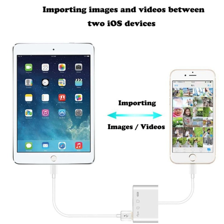 ZS-S1827 4 in 1 SD Card + TF Card + 8 Pin Charge + USB Interface to 8 Pin Interface Camera Reader Adapter, Support All iOS System by buy2fix